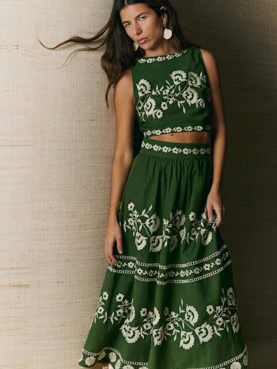 Sezane Dresses & Skirts - Sezane Siloé Skirt Summer Green size 6